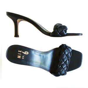 NWOT Mix No. 6 Elandra Braided Sandals 9.0 Black 3.25" Mid Heel
